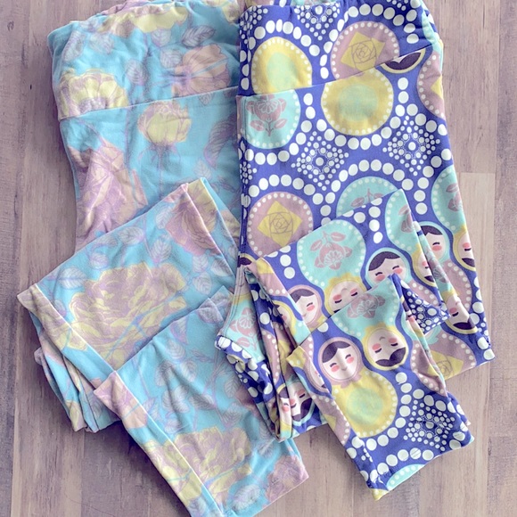 Pastel TC Leggings Lot Pastel Rose Nesting Doll print - Picture 1 of 3
